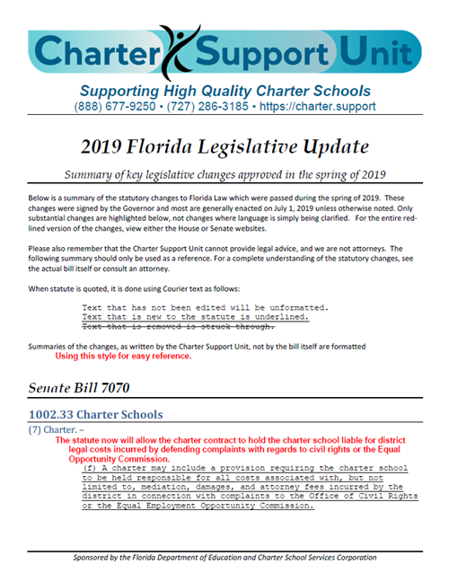 2019 Florida Charter School Legislative Update